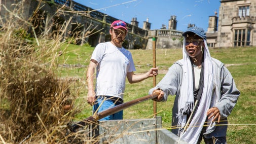 Young volunteers working with rangers at Ilam Park in the Peak District